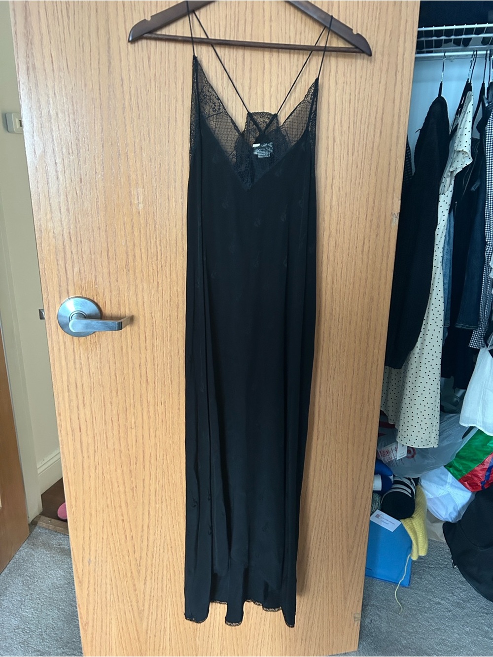 Zadig & Voltaire Risty Guitar Black Lace-Trim Maxi Slip Dress - Picture 3 of 3